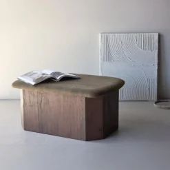 Fjôrd Poef Bruin Stof - 59x88x42cm - Todd New