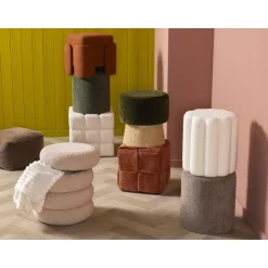 Leen Bakker Poef Daroca - beige - 50xØ45 cm