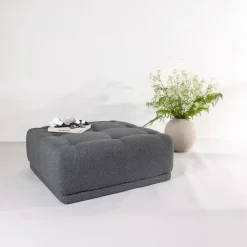 Fjôrd Poef Donkergrijs Stof - 100x100x40cm - Turin