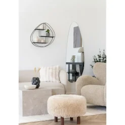 House Nordic Poef Lichtbruin Stof - Zithoogte 33cm - Ø50x33cm - Inverness Hot