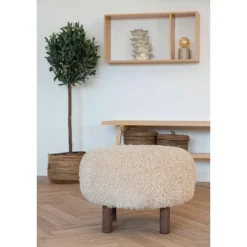 House Nordic Poef Lichtbruin Stof - Zithoogte 33cm - Ø50x33cm - Inverness Hot