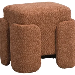 Leen Bakker Poef Lorca - bruin - 40xØ37 cm Outlet