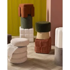 Leen Bakker Poef Lorca - bruin - 40xØ37 cm Outlet