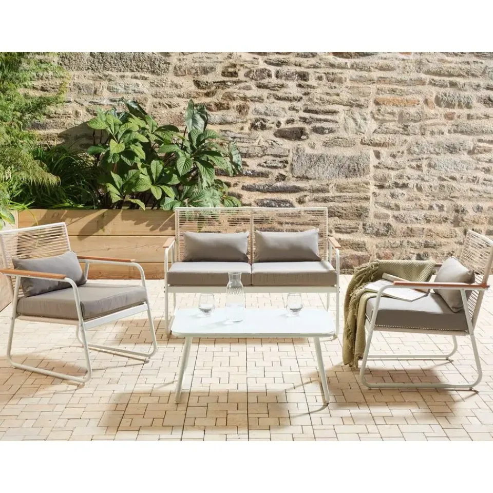 Beliani POMONTE - Tuinset 4-zits - Wit - Staal Best