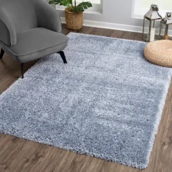 Muratap Porto Soft Fluffy Vloerkleed Hoogpolig Effen Blauw - 140X200 CM