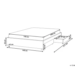 Beliani PRADES - Bed met opbergruimte - Lichtgrijs - 140 x 200 cm - Polyester Clearance