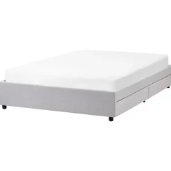 Beliani PRADES - Bed met opbergruimte - Lichtgrijs - 140 x 200 cm - Polyester Clearance