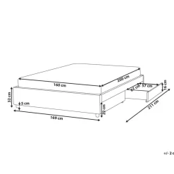 Beliani PRADES - Bed met opbergruimte - Lichtgrijs - 160 x 200 cm - Polyester New