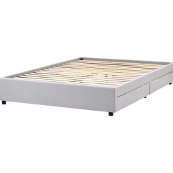 Beliani PRADES - Bed met opbergruimte - Lichtgrijs - 160 x 200 cm - Polyester New
