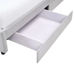 Beliani PRADES - Bed met opbergruimte - Lichtgrijs - 160 x 200 cm - Polyester New