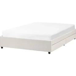 Beliani PRADES - Bed met opbergruimte - Lichtbeige - 140 x 200 cm - Polyester