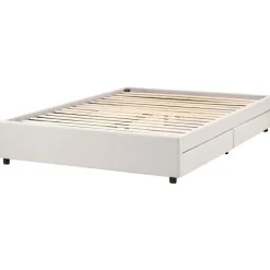 Beliani PRADES - Bed met opbergruimte - Lichtbeige - 140 x 200 cm - Polyester