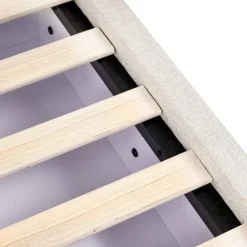 Beliani PRADES - Bed met opbergruimte - Lichtbeige - 140 x 200 cm - Polyester