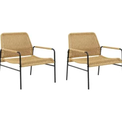 Beliani PRASIMO - Tuinstoel set van 2 - Naturel - PE Rotan Hot