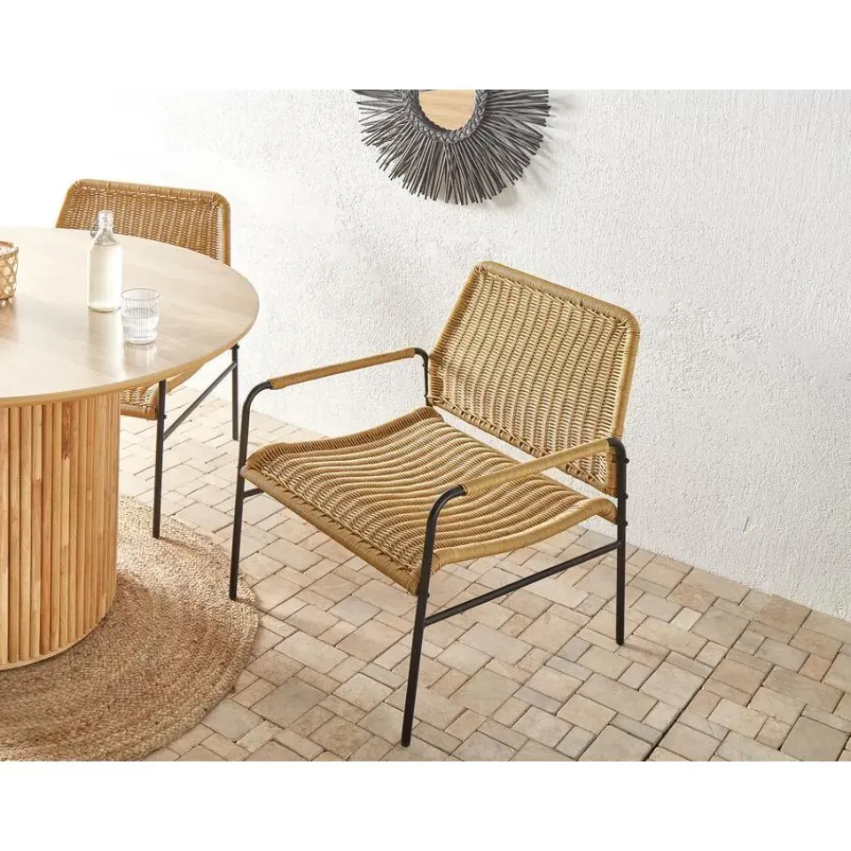 Beliani PRASIMO - Tuinstoel set van 2 - Naturel - PE Rotan Hot