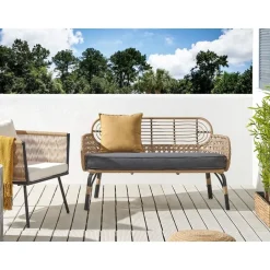 Beliani PRATELLO - Tweezitsbank - Natuurlijk - PE rotan Best