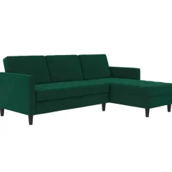 Dorel Home Presley - 3-zits hoekslaapbank met opbergruimte in donkergroen fluweel Clearance