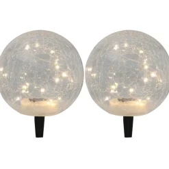 Merkloos Prikspot - solar tuinverlichting - glazen crawuele bol - 20 cm Outlet