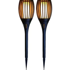 Merkloos Prikspot - solar tuinverlichting - vlameffect - zwart - 78 cm Best