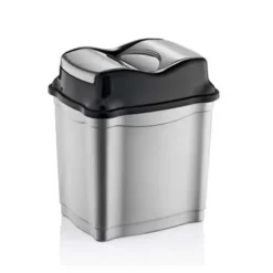 Merkloos Prullenbak - zilver met zwart - 50 l New