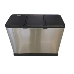 IVOL Prullenbak met 3 vakken – RVS – 45L New