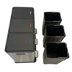 IVOL Prullenbak met 3 vakken – RVS – 45L New