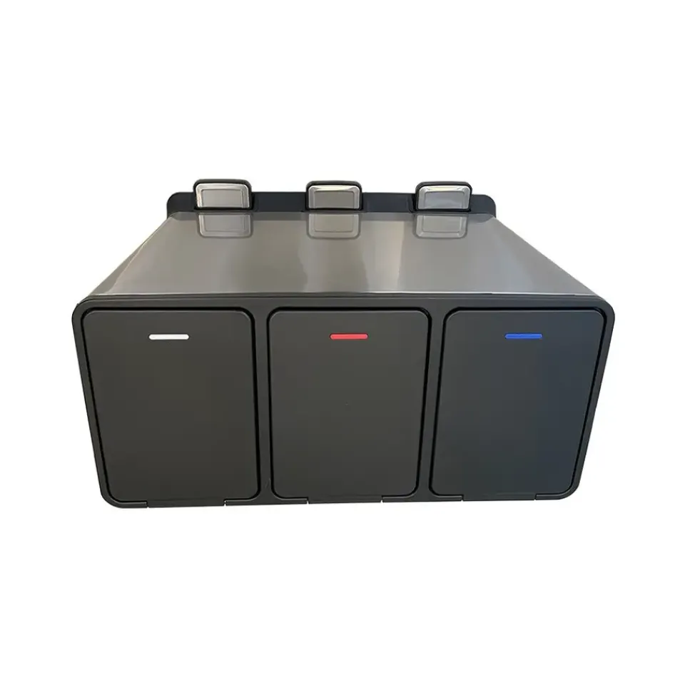 IVOL Prullenbak met 3 vakken – RVS – 45L New