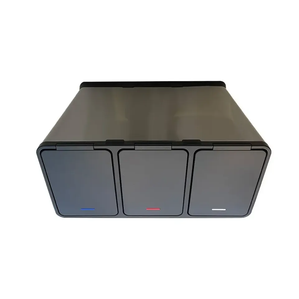 IVOL Prullenbak met 3 vakken – RVS – 45L New