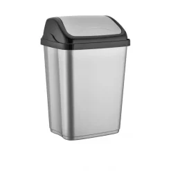 Merkloos Prullenbak/afvalbak - 10 liter - kunststof - zilver - 20 x 37 cm New