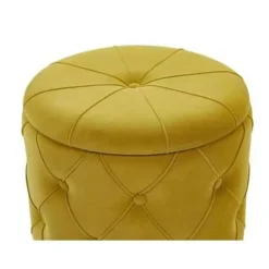 Beliani PUEBLO - Poef - Geel - 40/33 cm - Fluweel Clearance
