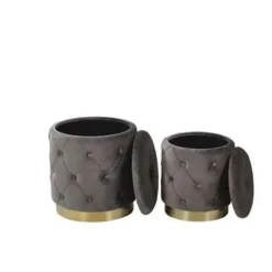 Beliani PUEBLO - Poef - Grijs - 40/33 cm - Fluweel Online