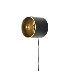 Puur - Dudley wandlamp rond S - zwart/goud Best