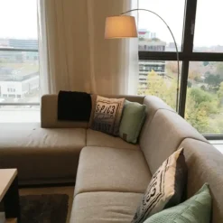 QAZQA booglampen arc-basic grijs e27