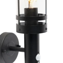 QAZQA buitenlampen met sensor gleam zwart e27 Sale