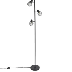 QAZQA Design vloerlamp zwart 3-lichts verstelbaar - Mesh - Zwart Online