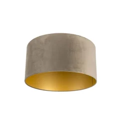 QAZQA lampenkappen cilinder velours taupe