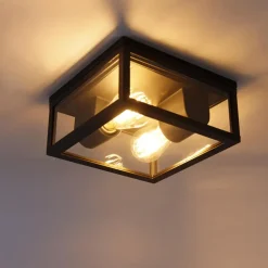 QAZQA plafondlampen buiten charlois zwart e27 New