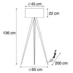 QAZQA Vloerlamp met kap zwart en gouden binnenkant - Tripe Online