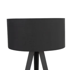 QAZQA Vloerlamp met kap zwart en gouden binnenkant - Tripe Online