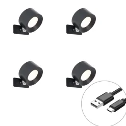 QAZQA wandlampen bright zwart geïntegreerde led Discount