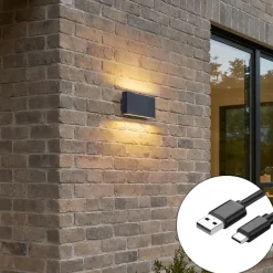 QAZQA wandlampen buiten batt zwart geïntegreerde led New