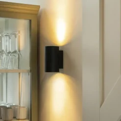 QAZQA wandlampen sandy zwart gu10