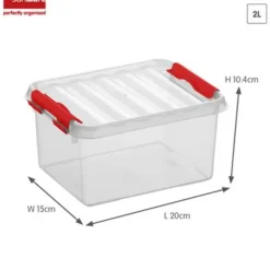 Sunware Q-line opbergbox 2L transparant rood