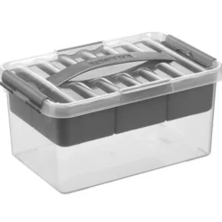 Sunware Q-line opbergbox met inzet 6L transparant metaal Discount