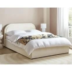 Beliani QUILLIEN - Bed met opbergruimte - Beige - 140 x 200 cm - Polyester Outlet