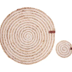 Leen Bakker QUININE - Set van 12 placemats en onderzetters - Natuurlijk - Jute Hot