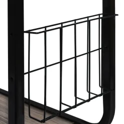 QUVIO Bijzettafel op wieltjes met opbergmandje - metaal + hout Sale