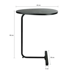 QUVIO Bijzettafel ovaal - 30 x 45 x 60 cm - Zwart Discount