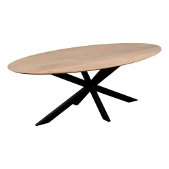 QUVIO Eettafel Sofia – Ovaal – 220x100 cm – Kruispoot - Naturel Hot