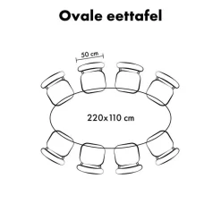 QUVIO Eettafel Sofia – Ovaal – 220x100 cm – Kruispoot - Naturel Hot